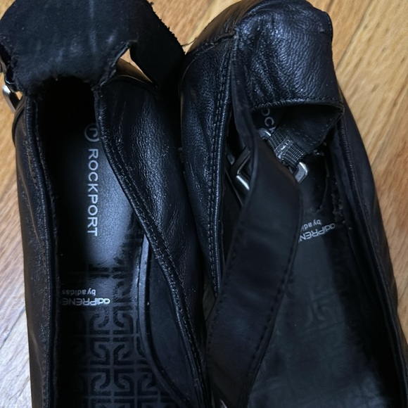 Black wedge leather shoes with ankle strap - Picture 2 of 6